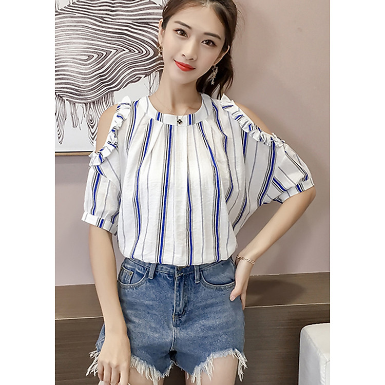 Áo voan nữ cổ yếm hở vai