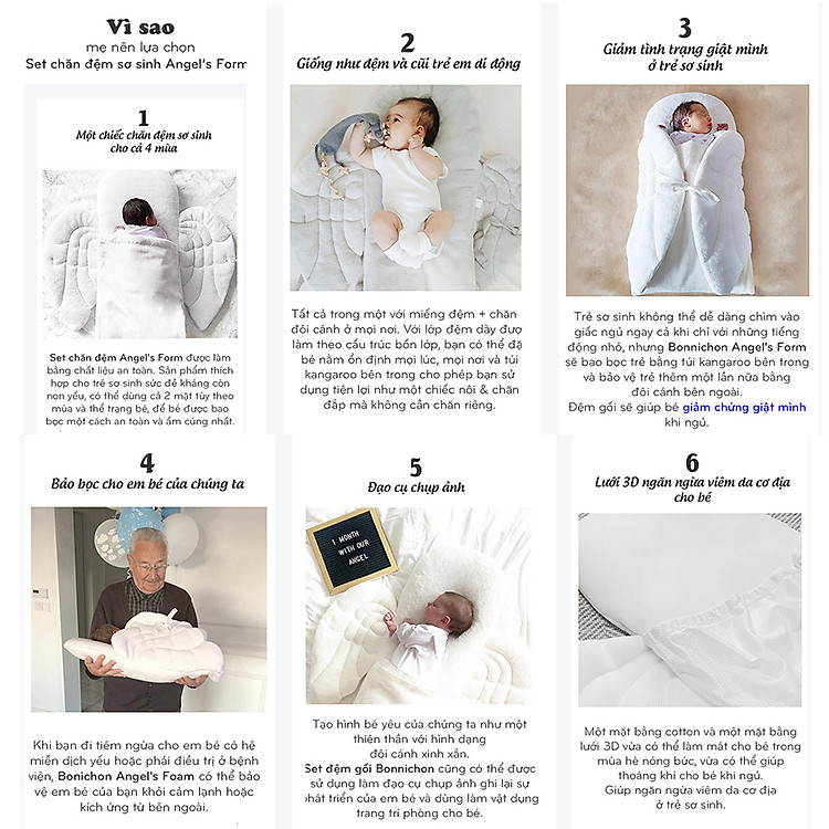 Mua Set chăn đệm sơ sinh BONNICHON Angel Chính hãng Giá tốt - Hình ảnh 3
