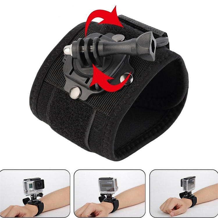 Dây đeo cánh tay, cổ tay xoay 360 độ kèm mount và đinh ốc vặn cho camera hành trình Gopro, SJCAM, GitUp, Eken, Xiaomi Yi