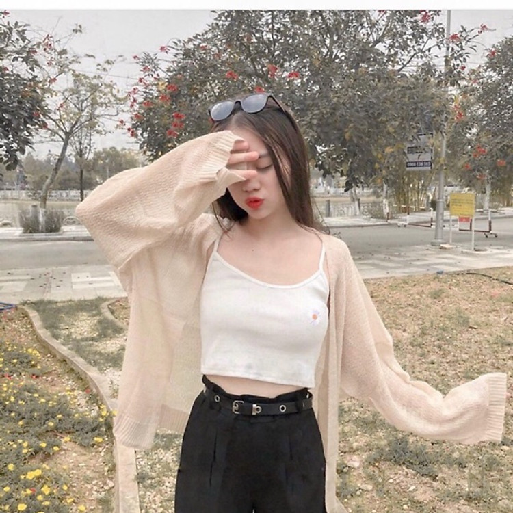Áo khoác lưới cardigan len mỏng đi biển hotrend 2020
