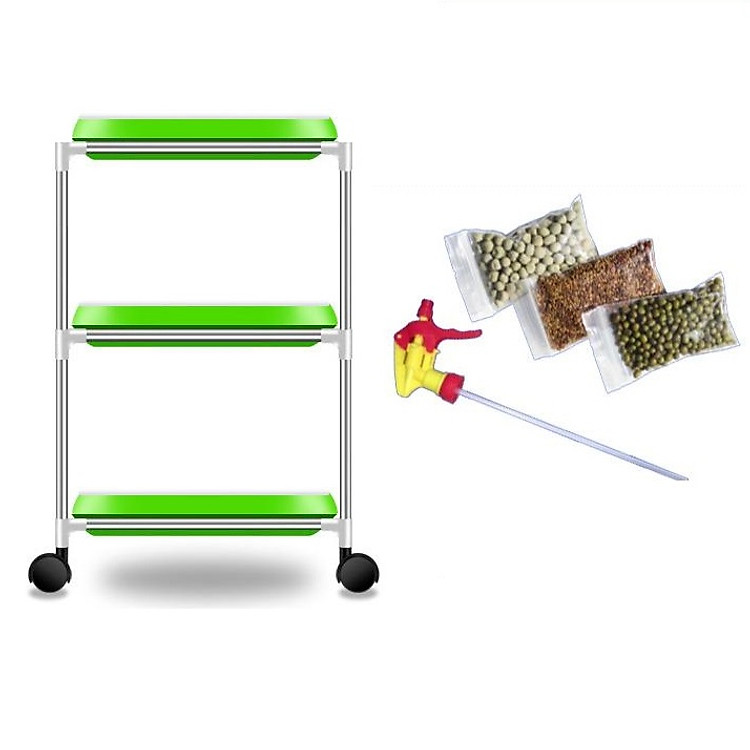 Bộ kit Khay trồng rau mầm thủy canh chuyên dụng, Khay, Giá đỡ, Vòi xịt, Hạt giống