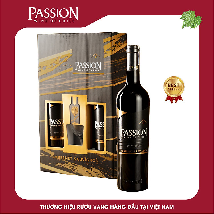 Rượu vang đỏ Passion ( hộp quà 2chai + 1ly)