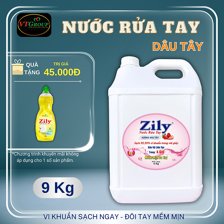 Nước Rửa Tay Zily Can 9Kg - Tặng 1 Nước Rửa Chén Zily 750 Gr