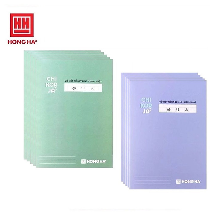 Lốc 5 vở Study Chi-Kor-Ja Hồng Hà 1466 / 1467 Hà (tiếng Trung Quốc - Hàn Quốc - Nhật Bản)