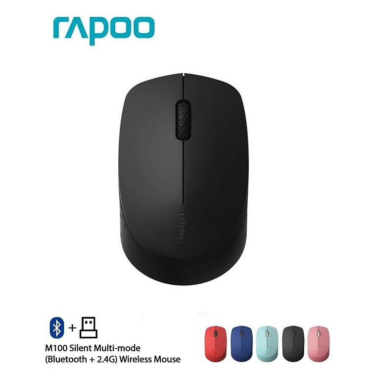 Chuột không dây bluetooth Rapoo M100 silent, chuột thiết kế chống ồn thích hợp cho sử dụng văn phòng - Hàng Chính Hãng