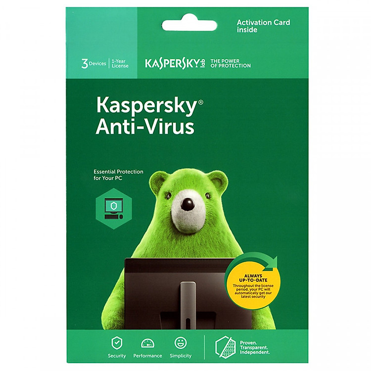 Phần mềm Kaspersky antivirus 3PC/1 năm - Hàng chính hãng