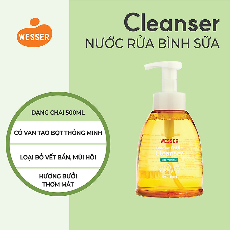 Nước rửa bình sữa Wesser chính hãng Chính hãng Ưu đãi - Hình ảnh 3