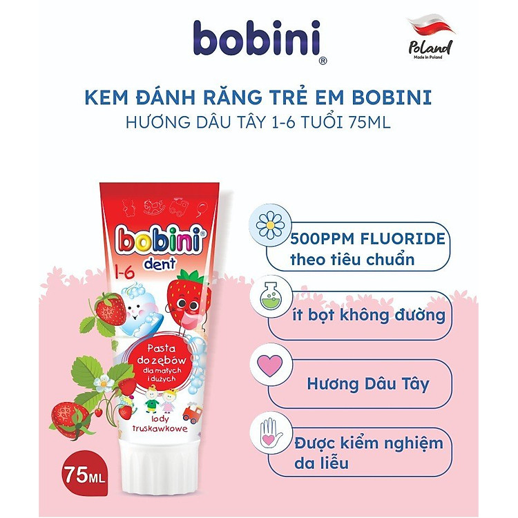Mua Kem đánh răng Bobini hương dâu cho trẻ Chính hãng Giá tốt - Hình ảnh 3