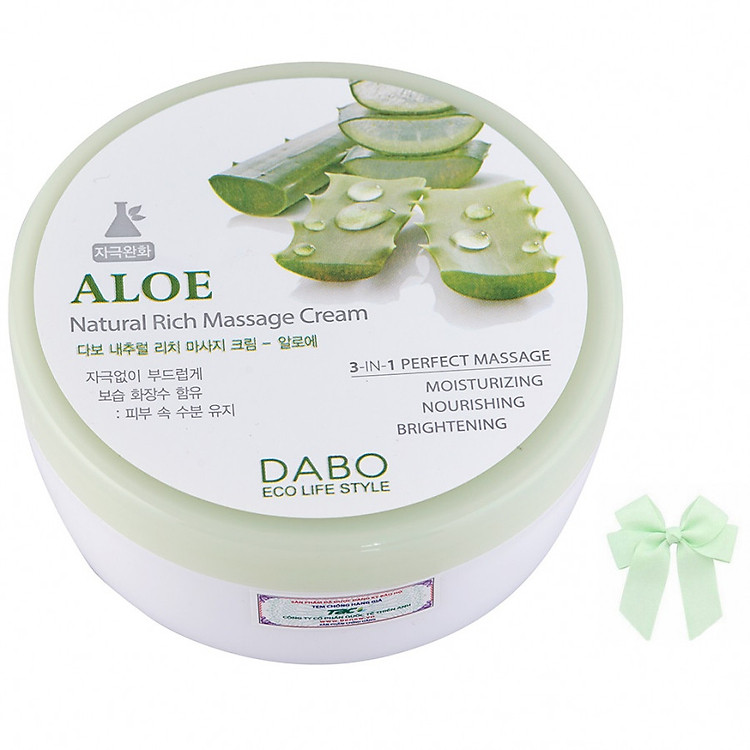 Kem massage mát xa dưỡng da chiết xuất lô hội Dabo Hàn quốc ( 200ml) và nơ