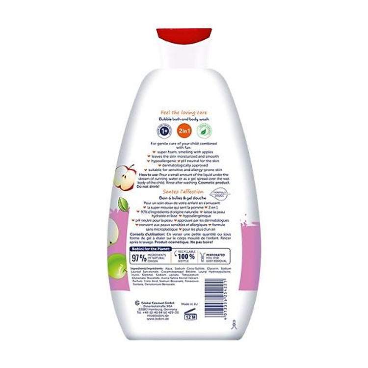 Gel tắm Bobini Fun hương táo 500ML Chính hãng Giá tốt - Hình ảnh 4