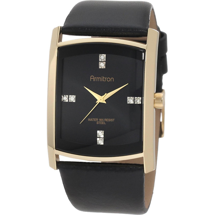 Đồng Hồ Armitron 20/4604BKGPBK Đính Pha Lê Swarovski Kèm Dây Da Màu Đen