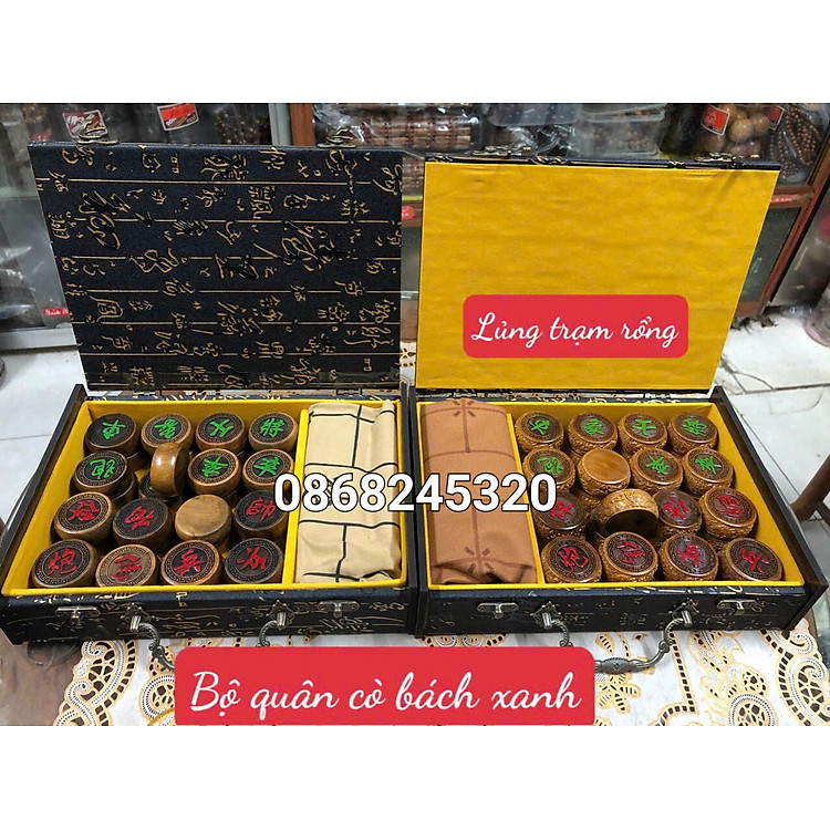 Quân cờ tướng gỗ bách xanh Chính hãng Tiết kiệm - Hình ảnh 3