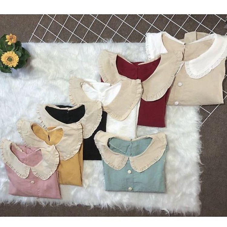Áo sơ mi nữ Áo kiểu nữ dài tay cổ sen tiểu thư xinh xắn v18