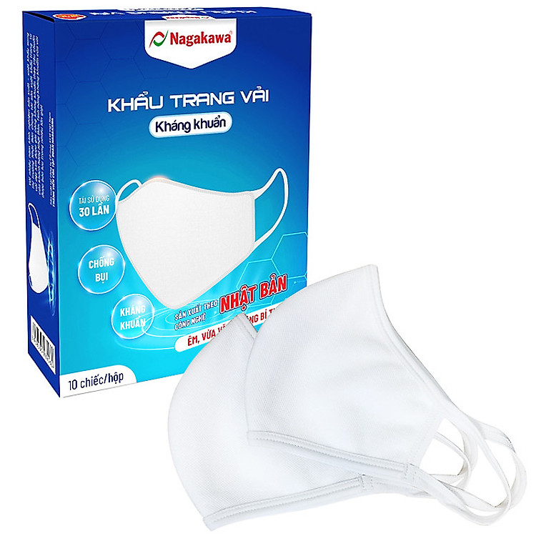 Bộ 10 Khẩu Trang Vải Kháng Khuẩn 2 Lớp NAGAKAWA