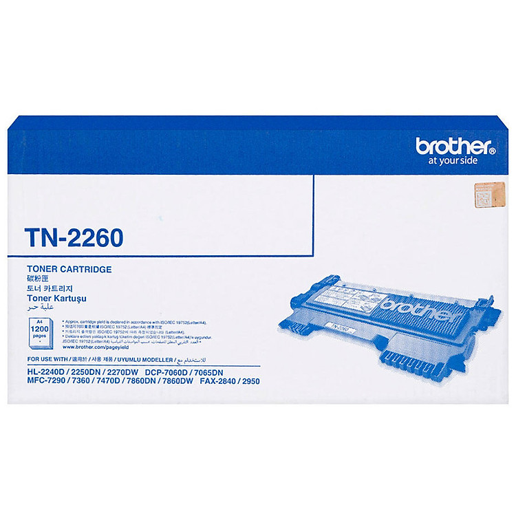 Mực In Laser Brother TN-2260 Sử Dụng Cho Các Dòng Máy Brother HL-2240D, 2250DN, 2270DW, DCP-7060D, MFC-7360, MFC-7470D, MFC-7860DW, FAX-2840, 2950 - Hàng Chính Hãng
