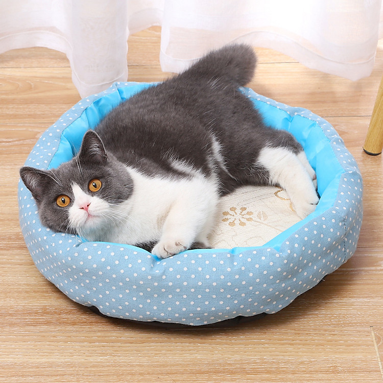 Nệm Bông Tròn Cho Chó Mèo - Ổ Nệm Chất Liệu Mềm Mại Dễ Thương