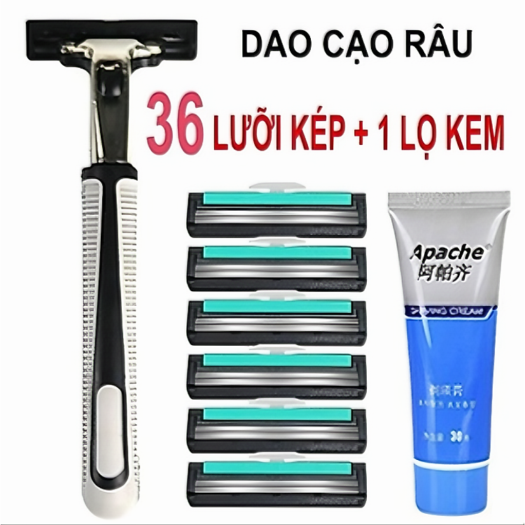 Dao cạo râu KG6S gồm 36 lưỡi tặng kèm 1 dao cạo + 1 tuýp kem cạo râu cao cấp - Hàng chính hãng