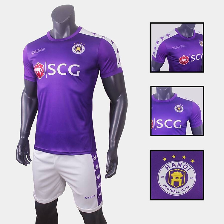 Bộ quần áo đá bóng quấn áo thể thao nam đội CLB Hà Nội 2019 màu tím