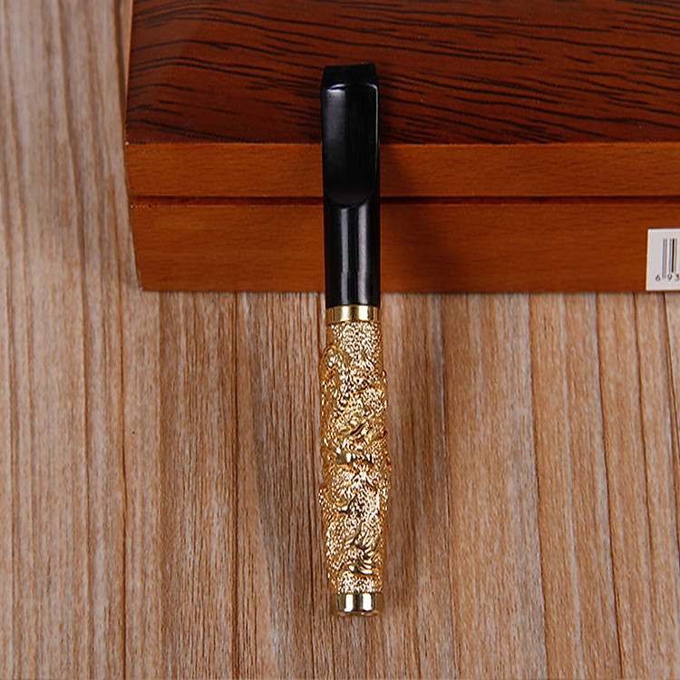 Tẩu Lọc Thuốc Chạm Rồng Nổi ZB-219 Mạ Vàng 24k - Ảnh 3