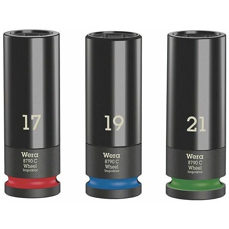 BỘ 3 ĐẦU KHẨU DÀI MỞ ỐC LAZANG BỌC NHỰA CHỐNG TRẦY XƯỚT 1/2 INCH Wheel Impaktor C Set 1 WERA 05004595001 L60020 4168