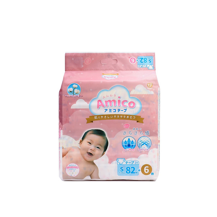 Tìm mua tại Avakids:Tã dán Amico Nhật size S82+6, tràn ngập Khuyến mãi, Ưu đãi