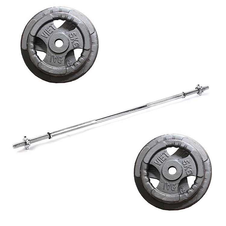 Bộ Đòn Tạ 1m5 - 10kg Tạ Gang (2 Đĩa 5kg)