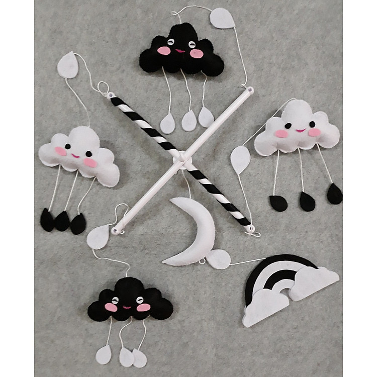 Mẫu treo nôi đen trắng hình mây kích thích thị giác