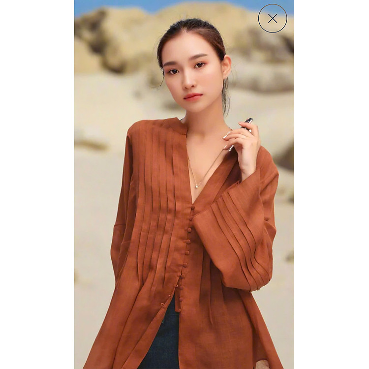 Mua Áo Kiểu Xếp Ly Linen Thu Cầm TOP241ORANGE thời trang thiết kế Hity - S/M tại Hity – lifestyle your way
