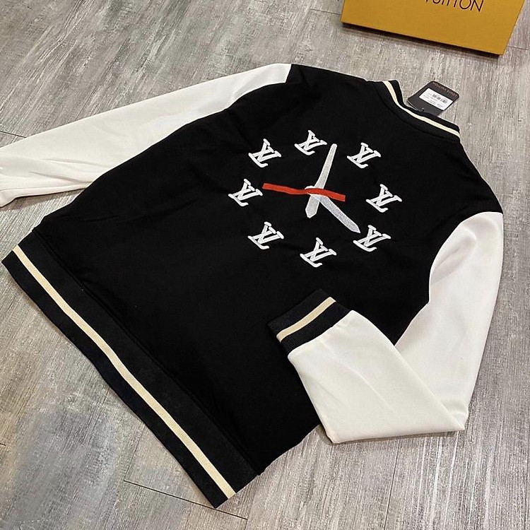 Áo Bomber Nam LVA3305 Phối Hình Đồng Hồ - Áo Khoác Thu Đông Nam Nữ Chất Liệu Dạ Nỉ - Bee Shop