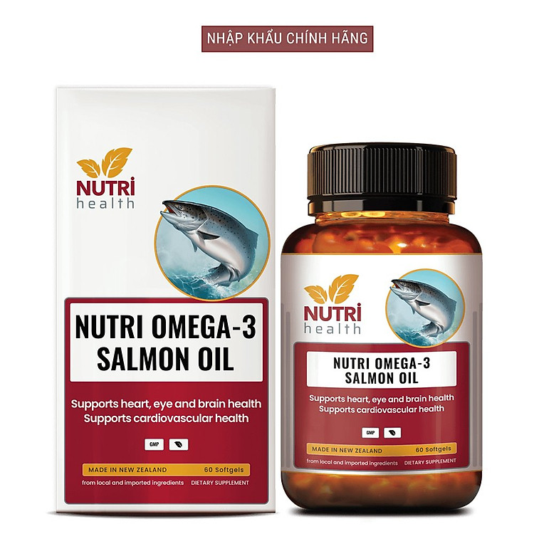 Viên Dầu Cá Hồi New Zealand Nutri Omega-3 Salmon Oil 60 Viên | Hỗ Trợ Sức Khỏe Mắt, Não, Tim - Nhập Khẩu Chính Hãng
