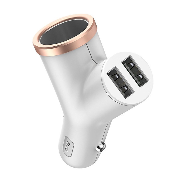 Bộ tẩu sạc mở rộng 3 trong 1 dùng cho xe hơi Baseus Y Type Dual USB (40W, 3.4A Fast Charge, Intelligent Car charger) - Hàng Chính Hãng