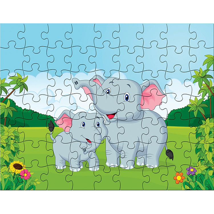Tranh xếp hình Mẹ con voi 63 mảnh Chính hãng Ưu đãi - Hình ảnh 2