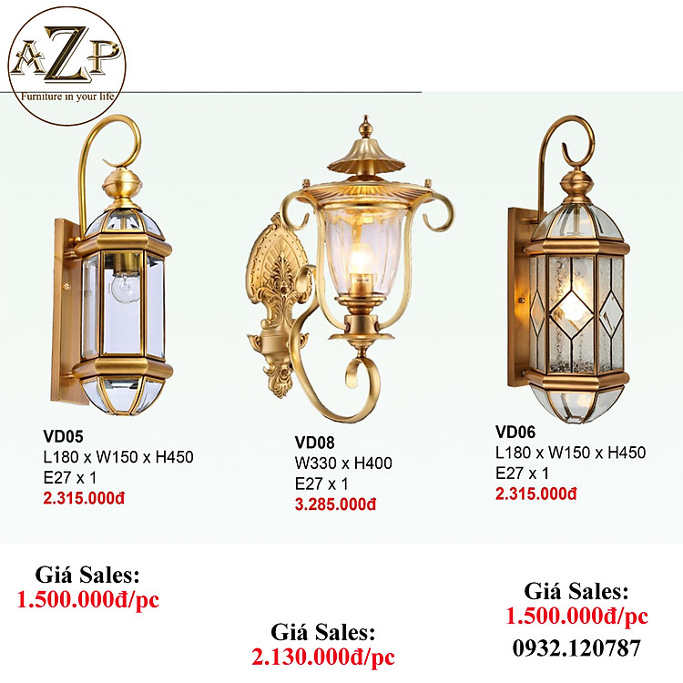 ĐÈN ĐỒNG / ĐÈN ỐP VÁCH / ĐÈN TRANG TRÍ / ĐÈN THẢ TRẦN / ĐÈN TREO TƯỜNG PHÒNG KHÁCH / PHÒNG NGỦ / ĐÈN TRANG TRÍ NHÀ HÀNG KHÁCH SẠN AZP-VD05 / VD06 / VD08 phong cách đương đại, hàng nhập khẩu AZP