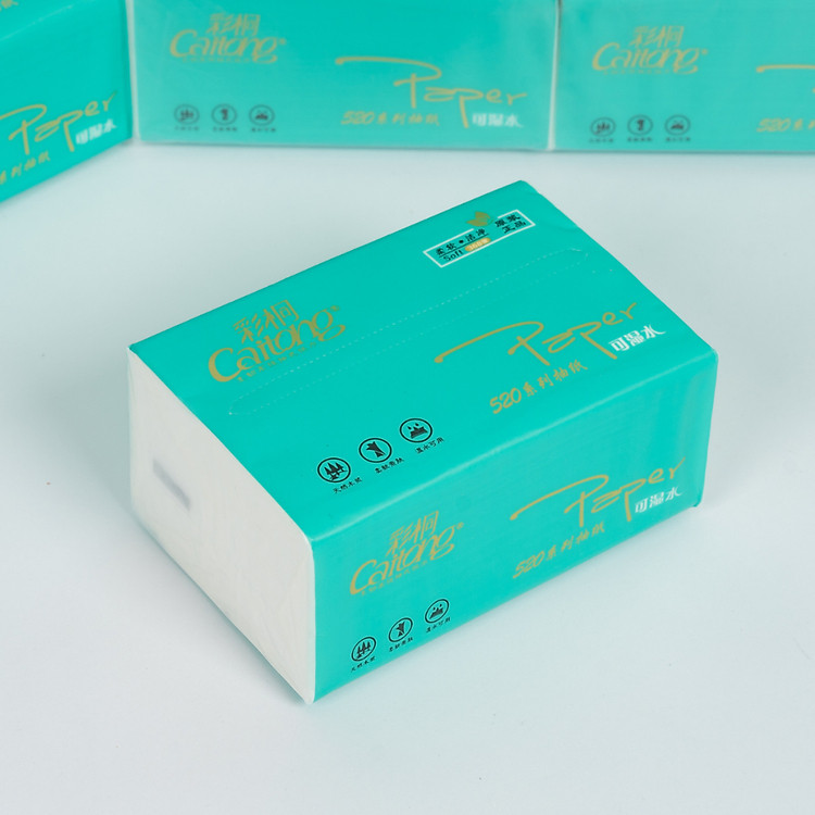 Khăn Giấy Ăn Caitong 5 lớp dạng rút siêu dày - 1 bịch xanh nhạt 8 gói