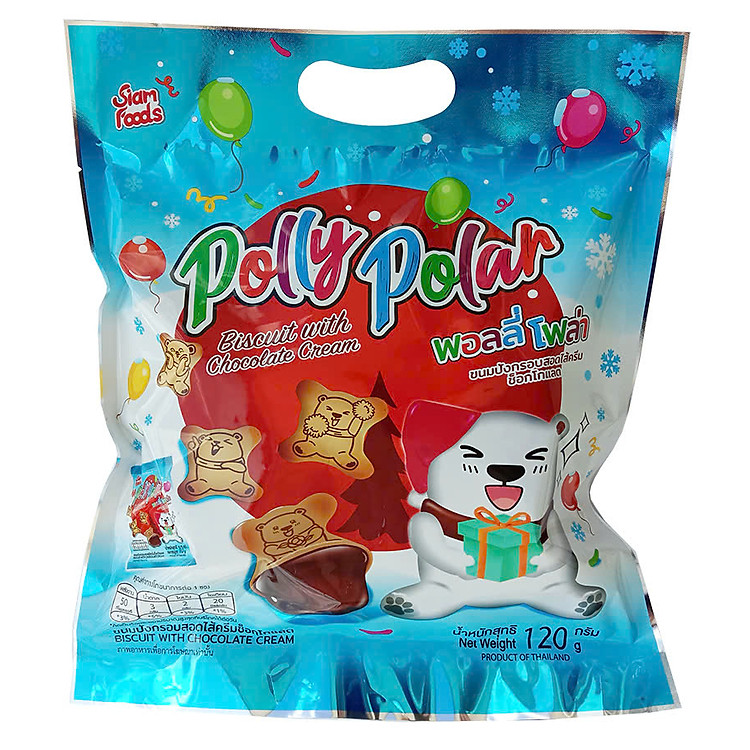 Bánh quy Polly Polar nhân kem sô cô la 120g