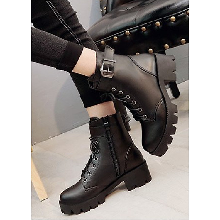 Boot nữ cổ ngắn đế thô 5cm hiện đại GBN25