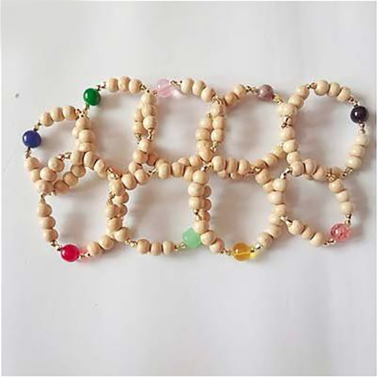 Vòng đeo tay dâu tằm kết hạt Bạc ta và hạt Châu cho trẻ sơ sinh {FREE SHIP}