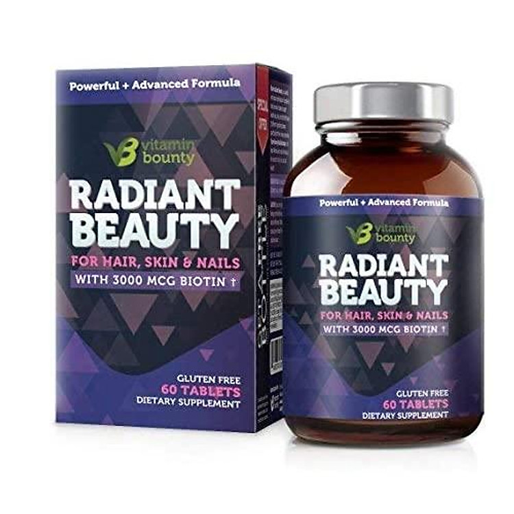 Radiant Beauty Hair Vitamins - Hair Regrowth & Stronger Hair, Healthy Skin and Stronger Nails - Vitamin Bounty