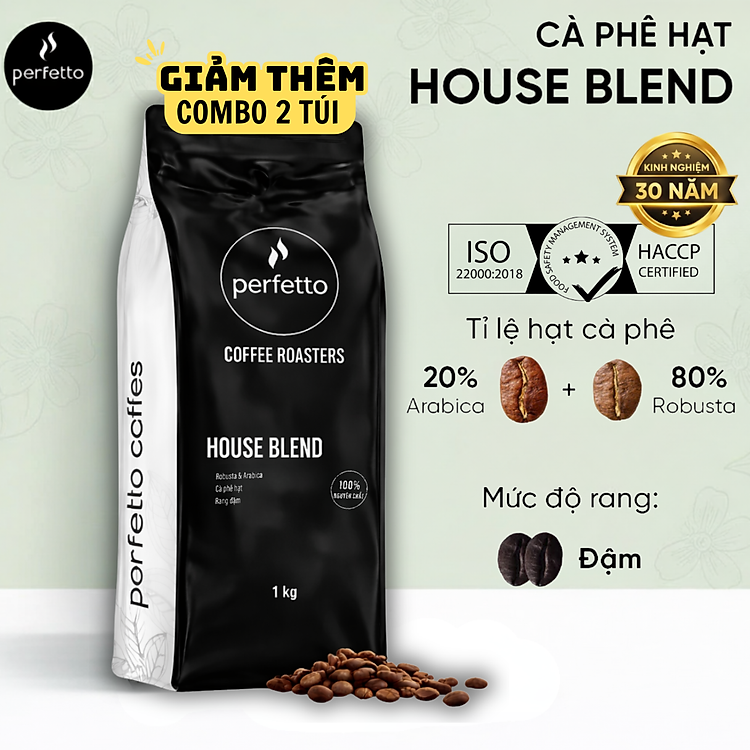 Cà Phê Hạt Nguyên Chất Perfetto Delta Series & House Blend 1000g (Classic / Intenso / Original / House Blend)