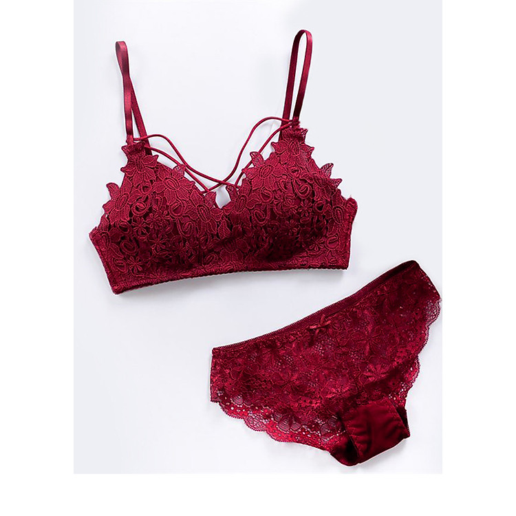 Bộ đồ lót ren hoa MS1274 Đỏ