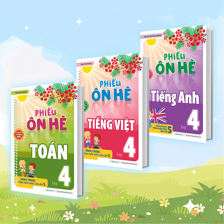 Phiếu Ôn Hè Toán - Tiếng Việt - Tiếng Anh Lớp 4