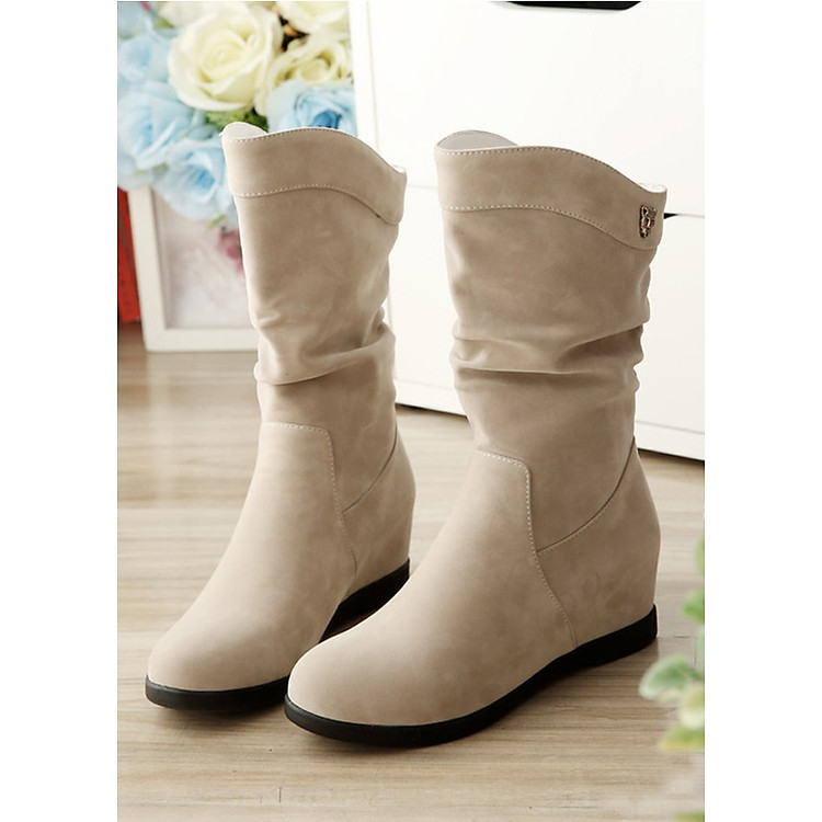 Giày boot nữ cổ lửng độn đế GBN12601