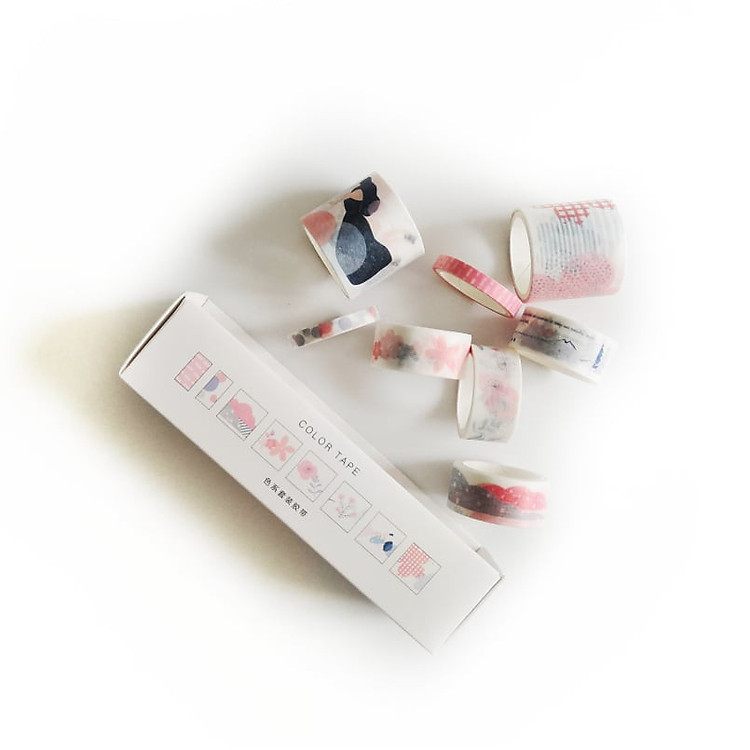 Băng keo giấy trang trí Washi tape nhiều chủ đề X-Mo 8 cuộn WS022