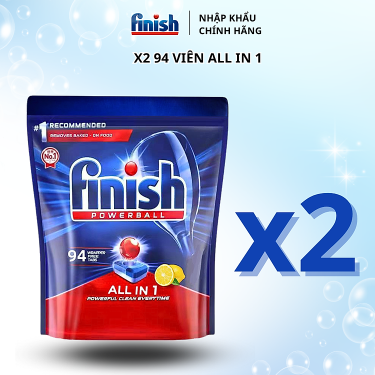 Viên rửa bát Finish 120 viên + Nước làm bóng Finish 800ml dùng cho Máy rửa bát