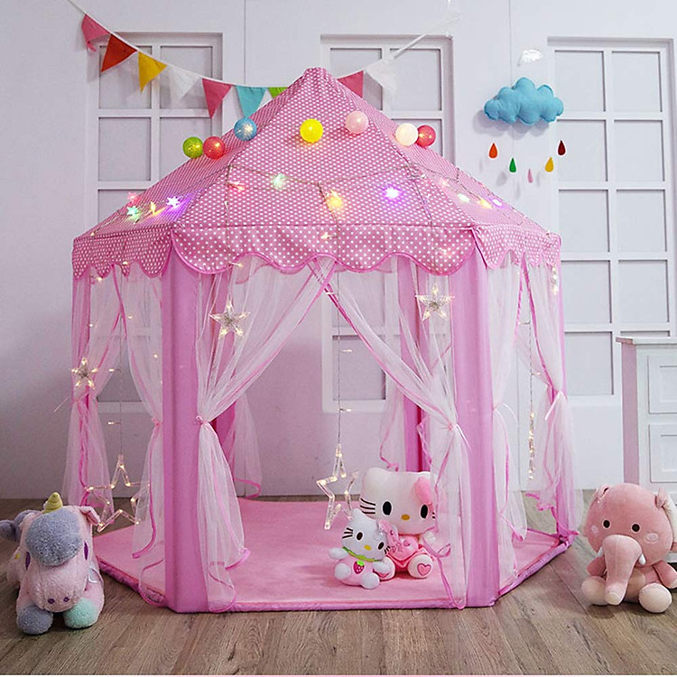 Lều Cổ Tích Kiểu Dáng Công Chúa- Kèm Dây Đèn Led Hình Hoa Tuyết