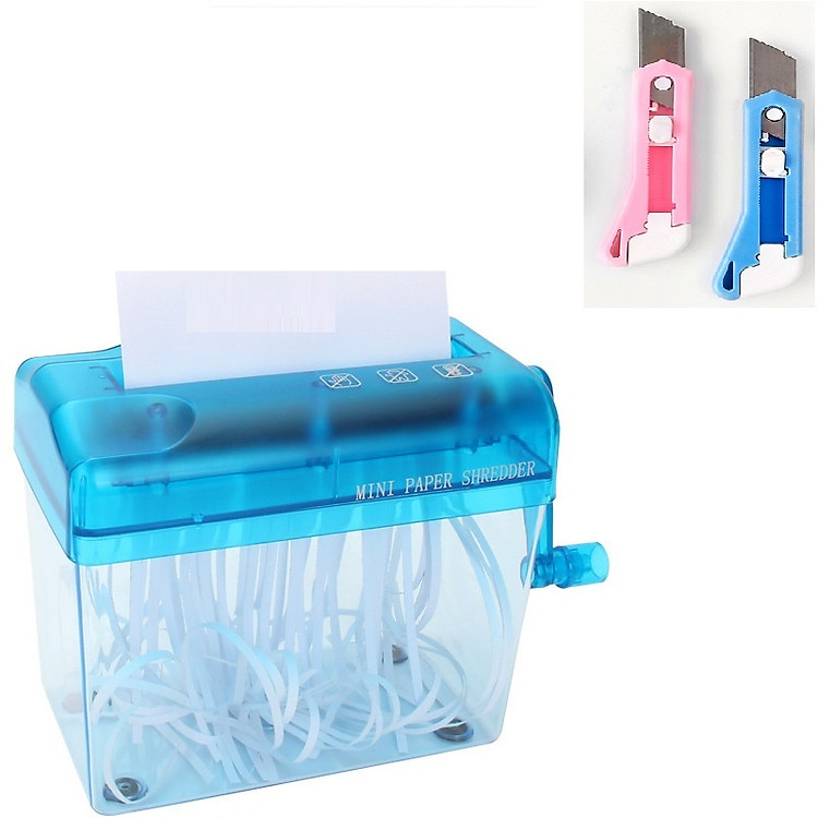 Máy cắt giấy mini cầm tay- Máy hủy giấy văn phòng và gia đình - Máy hủy bill tính tiền, hóa đơn thanh toán, hủy tài liệu trên giấy A4, A5+ Tặng kèm dao rọc giấy mini, giao màu ngẫu nhiên
