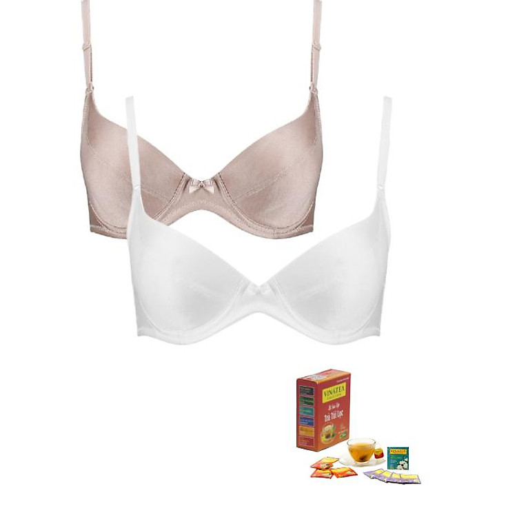 Combo 2 áo ngực Triumph D179 cúp chéo, mỏng, có gọng nhựa, không đệm mút (Da - Trắng)