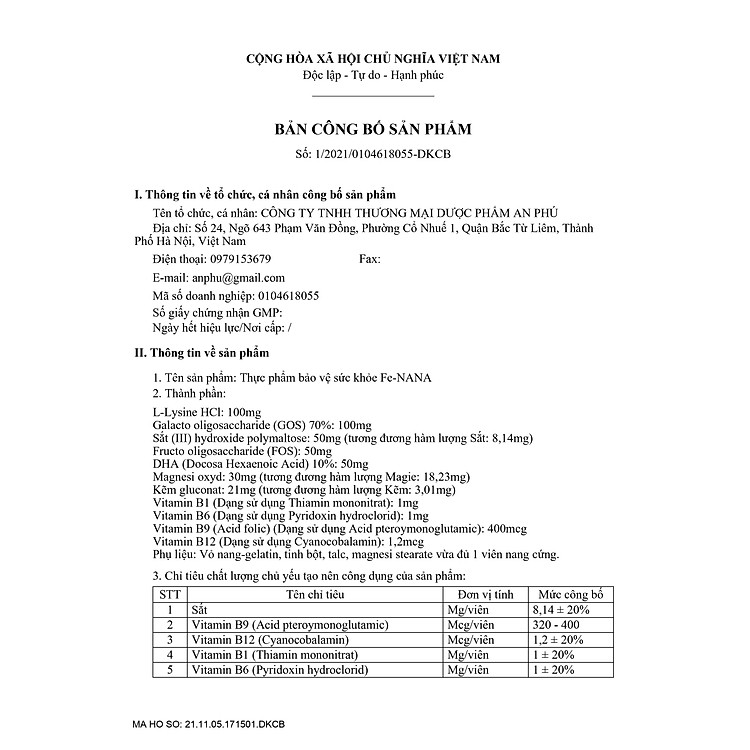 Mua Viên sắt, acid folic, DHA Fe-NANA Uy tín Giá tốt - Hình ảnh 3