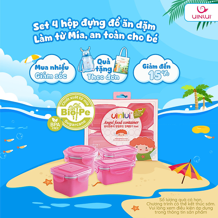 Mua tại Lazada: Hộp đựng đồ ăn dặm Angel UINLUI Chính hãng, giá tốt