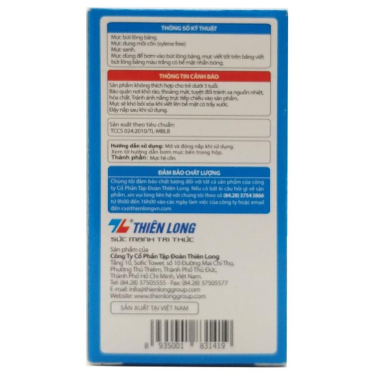 Mực Bút Lông Bảng Thiên Long WBI-01 (25ml) - Mực Xanh - Ảnh 3